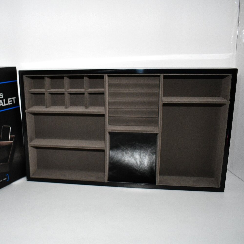 Berkshire High Gloss Dresser Valet in Black Multi #BR6-37805 NIB